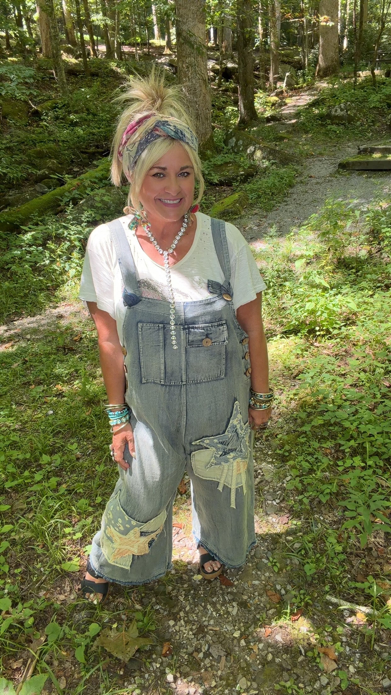 Denim Star Patchwork Bib Overalls