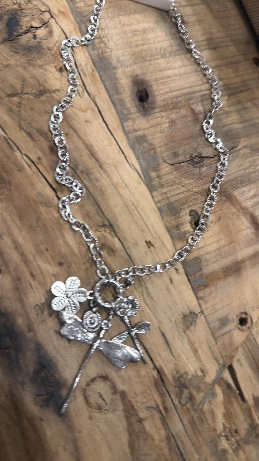 Dragonfly and Flower Necklace FINAL SALE
