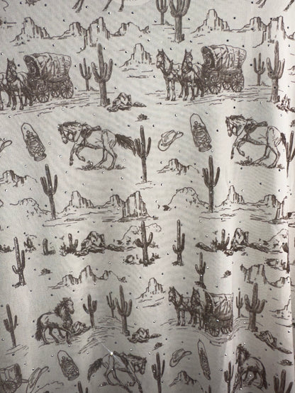 Long Sleeved Mesh Top - Old West bling detail