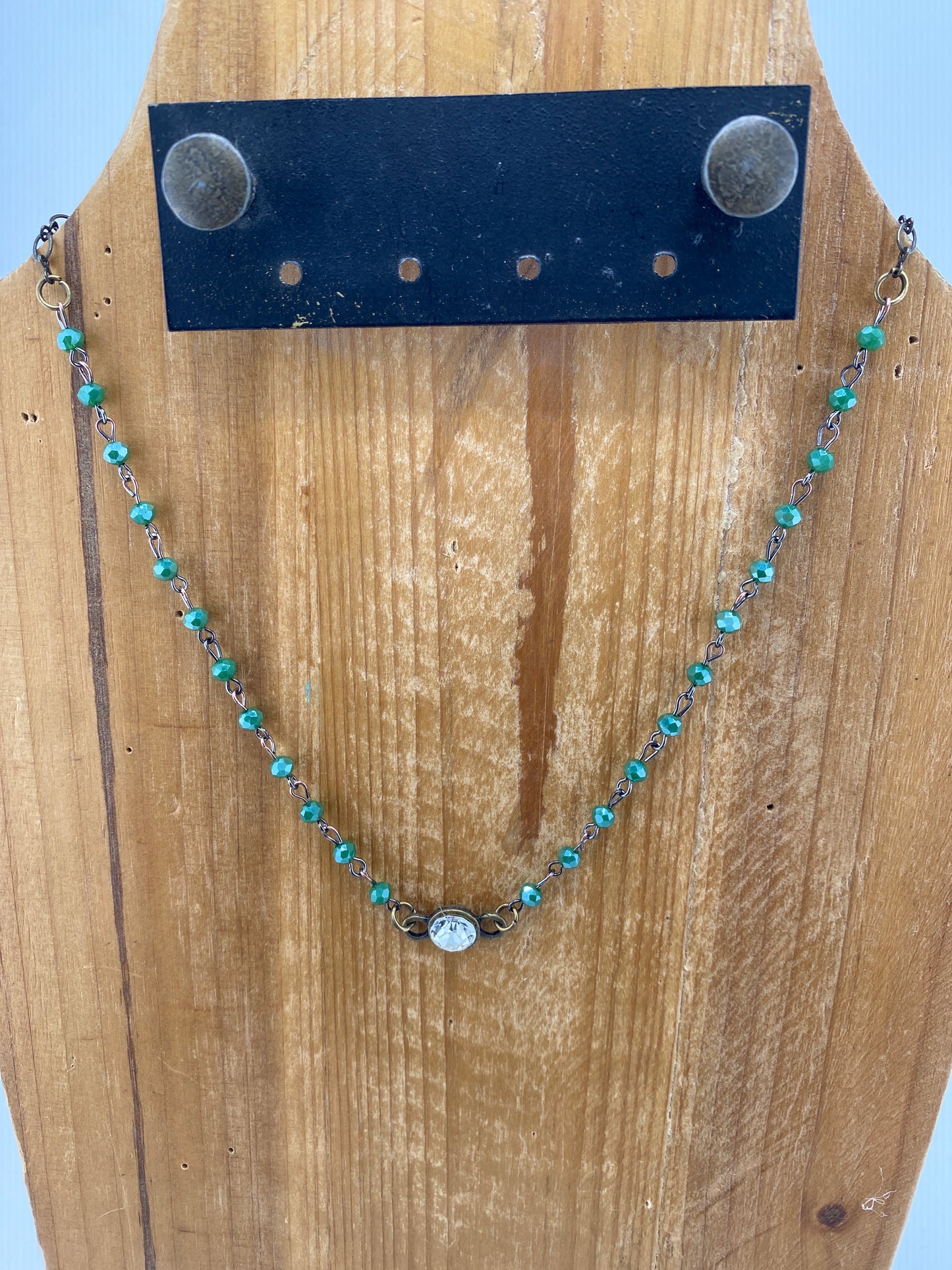 Rosary & Crystal Center Pendant Necklace FINAL SALE