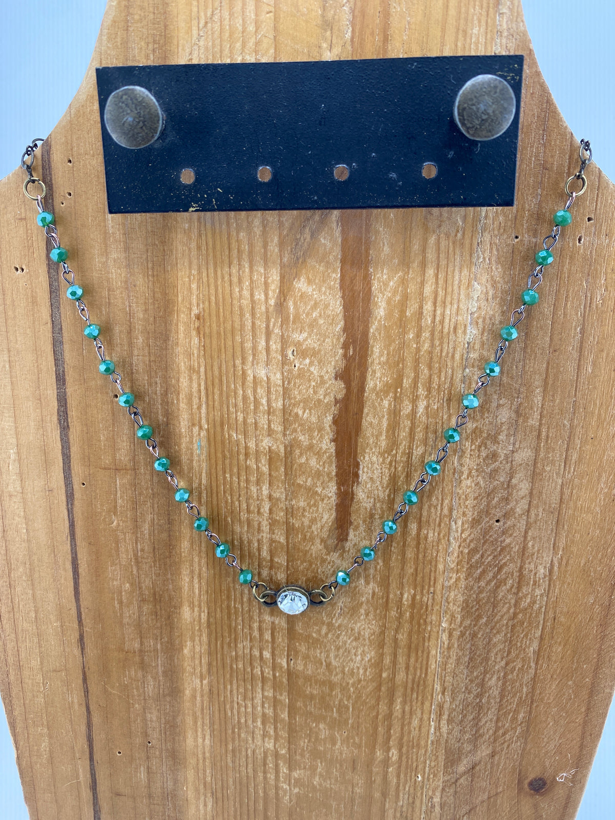Rosary & Crystal Center Pendant Necklace FINAL SALE