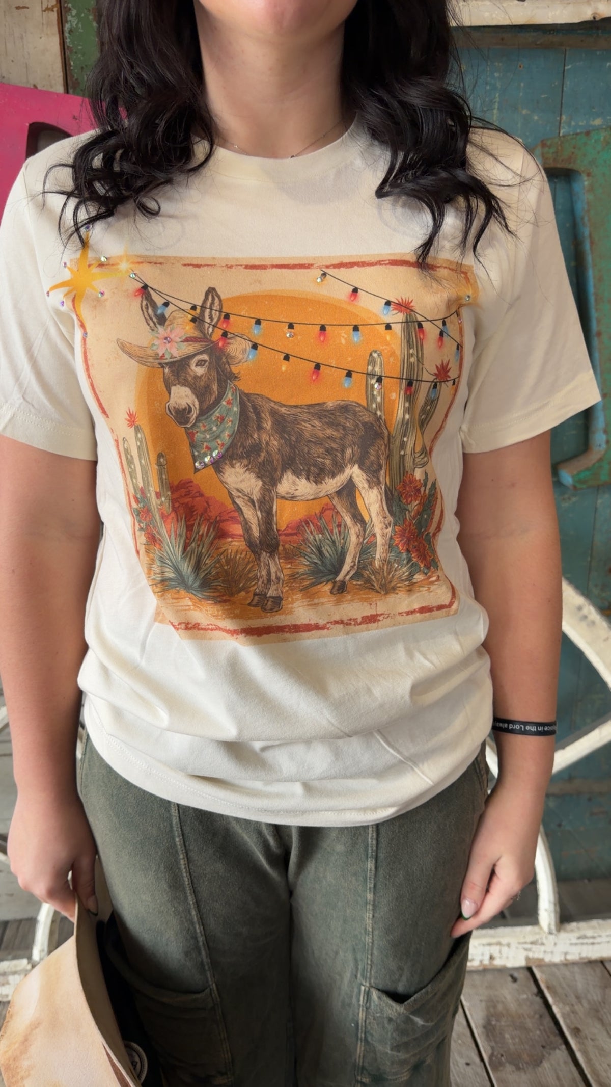 Christmas Donkey Tshirt with blingFINAL SALE