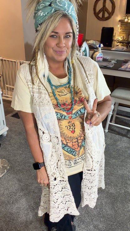Sleeveless Crochet Cardigan