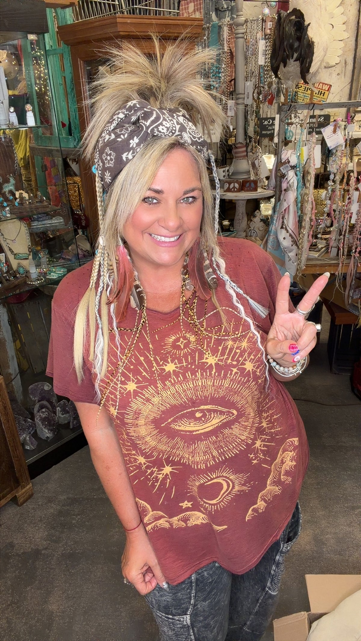 Moon Dance Tee - Wine Evil Eye