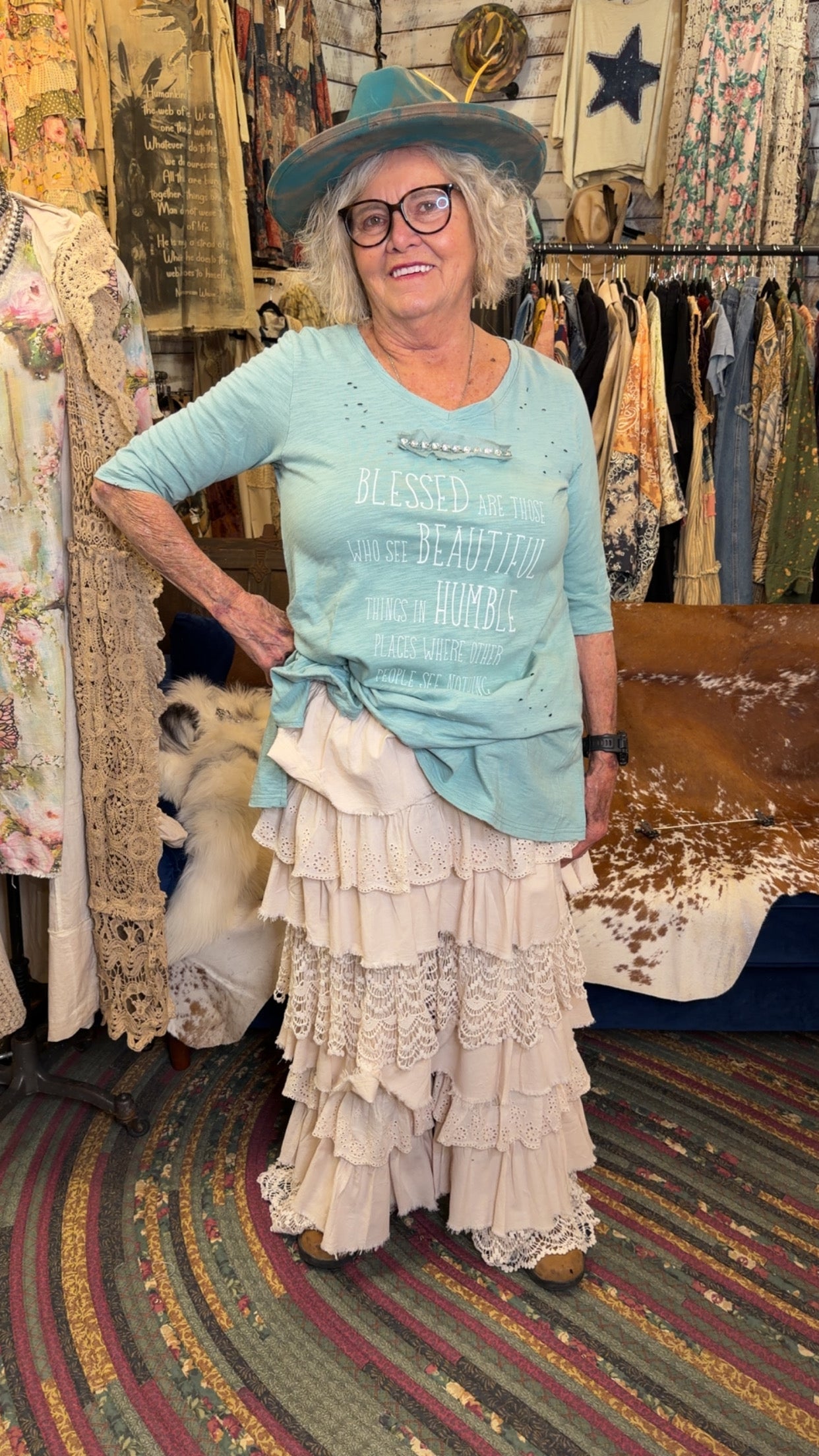 LACE MIX TIERED RUFFLE PANTS