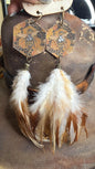 Honey Comb And Bee Feather Earrings FINAL SALE