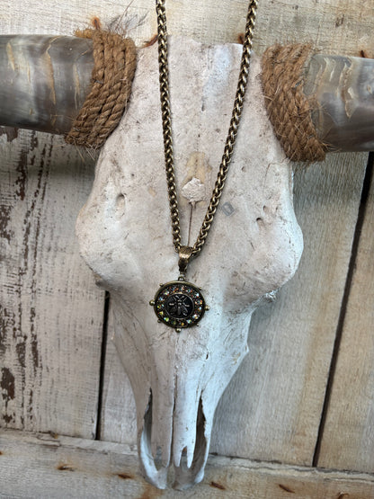 Bee Coin with crystal Necklace FINAL SALE