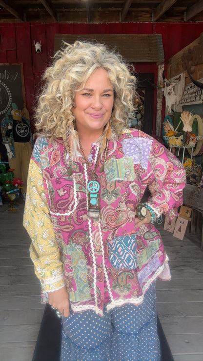 Patchwork Button Up top