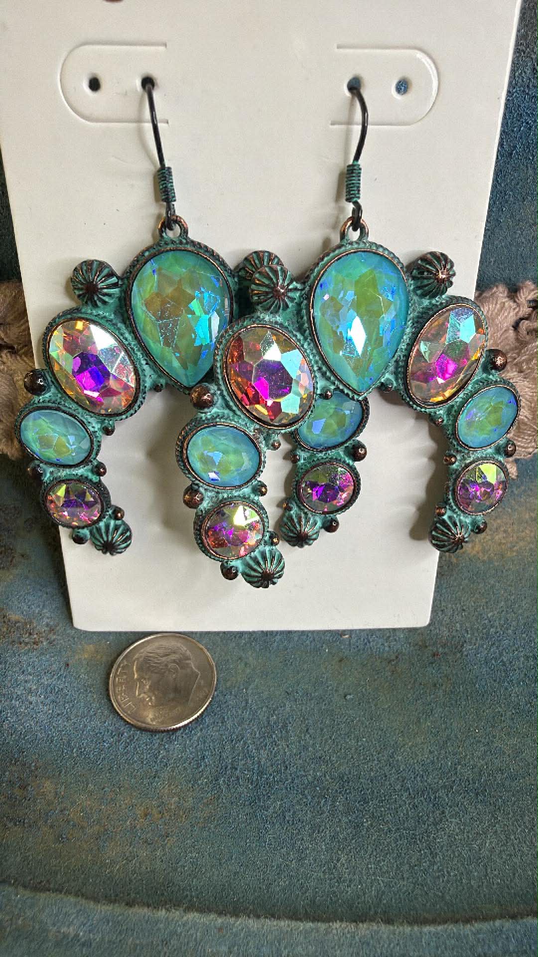 Dangle Crescent Horseshoe Crystal Earrings -FINAL SALE