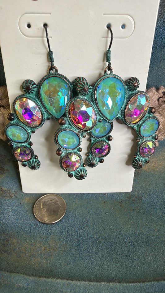 Dangle Crescent Horseshoe Crystal Earrings -FINAL SALE