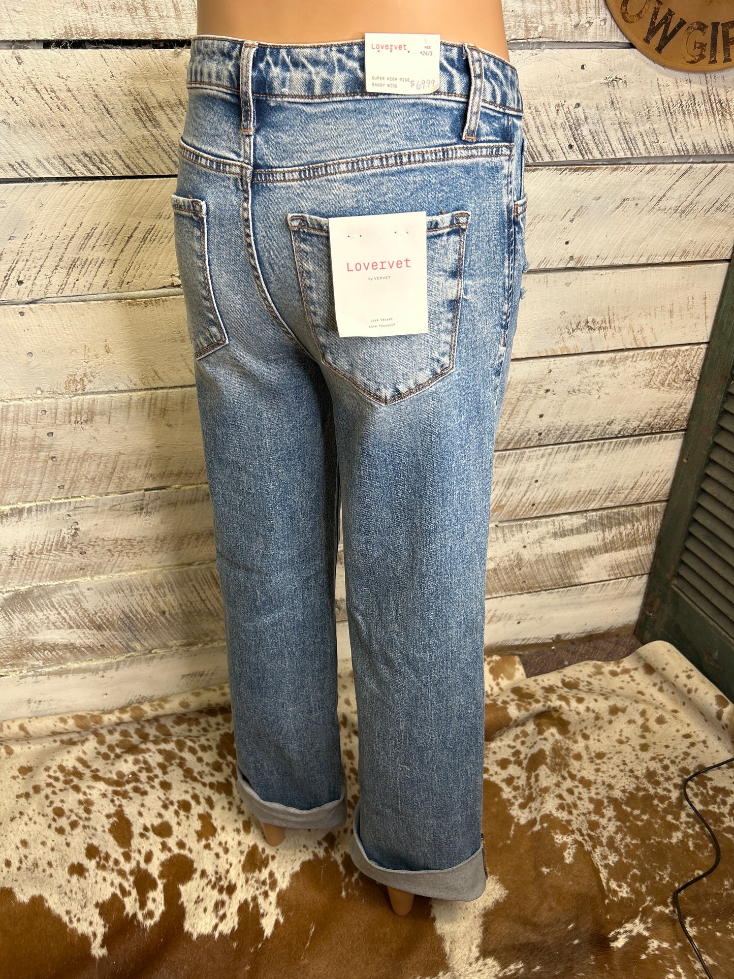 High Rise Cuff Jeans