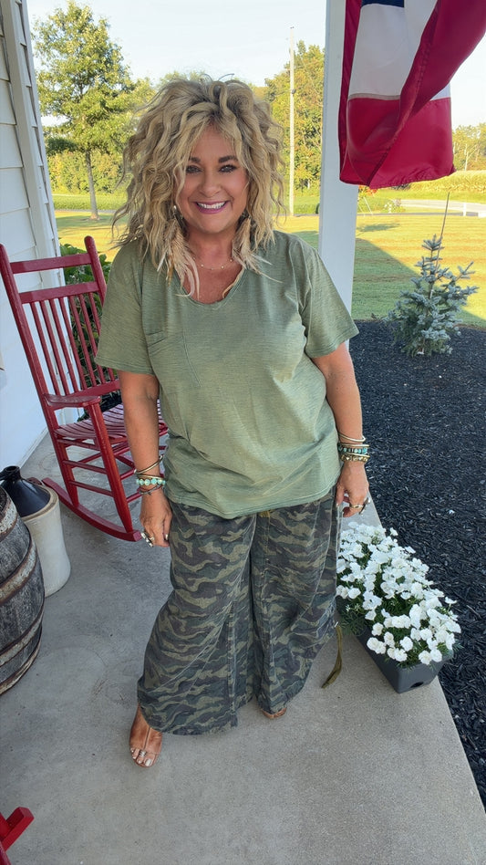 Camo Crush Ruched Pants