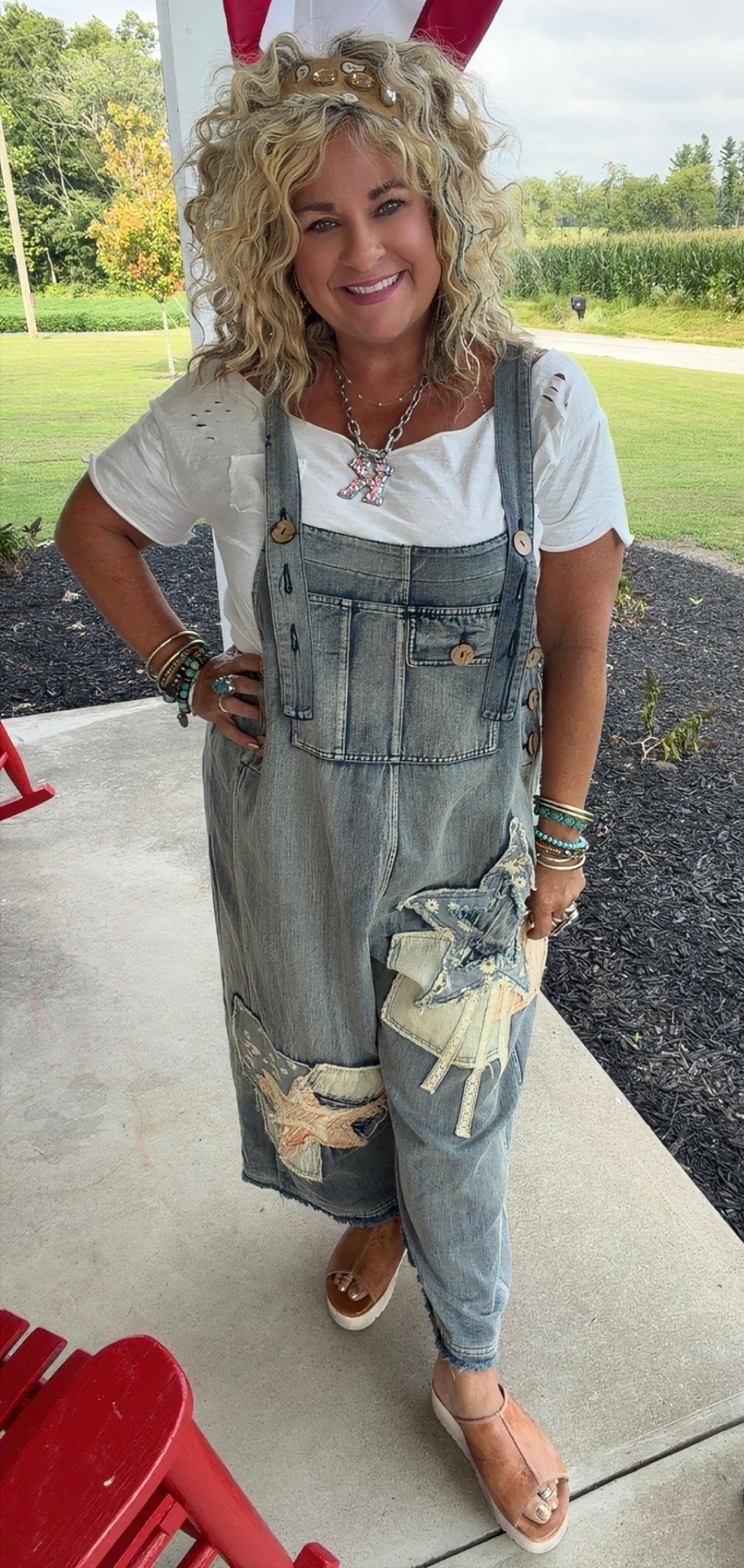 Denim Star Patchwork Bib Overalls
