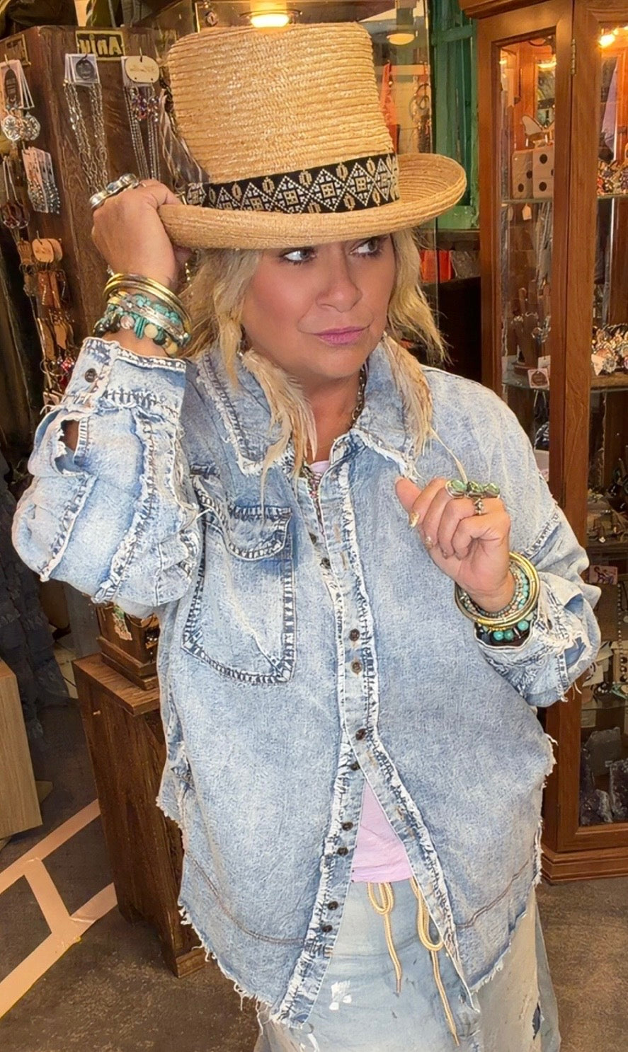 Washed Chambray Denim Button Down Shirt