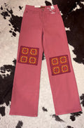 Pink Crochet Wide Leg JeanFINAL SALE