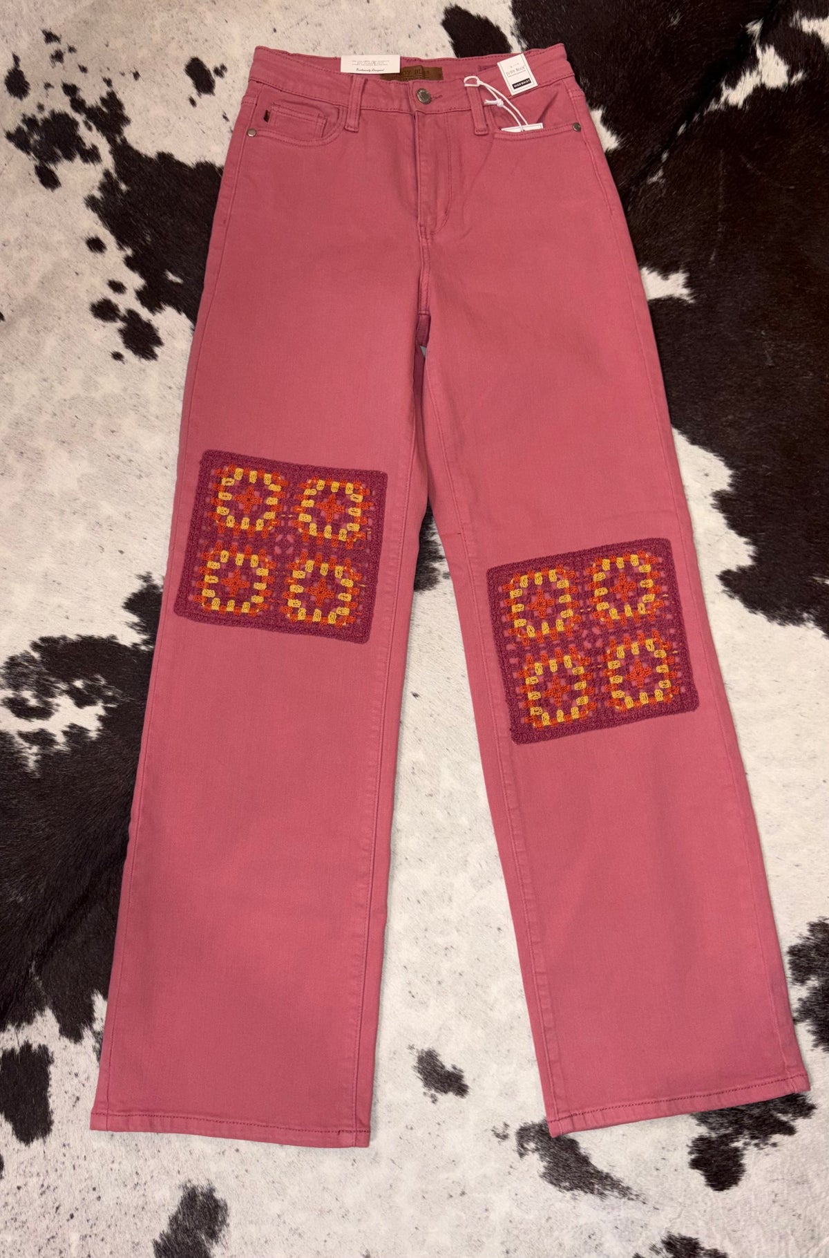 Pink Crochet Wide Leg JeanFINAL SALE