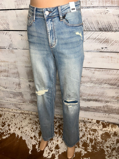 Knee Patch Straight Jeans