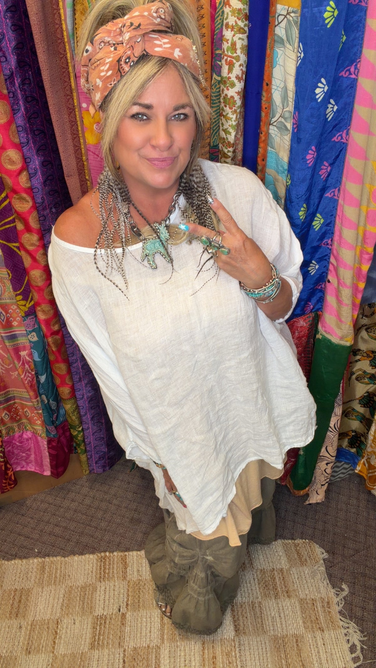 Linen Mesh Top White