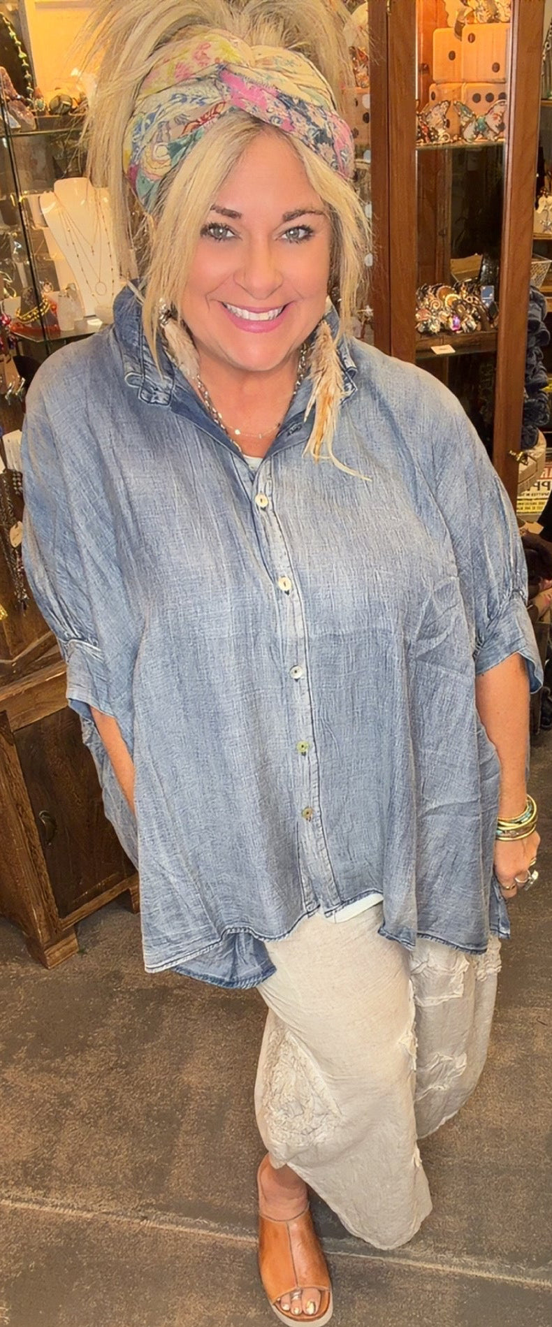 Morning Meadow Top, Chambray