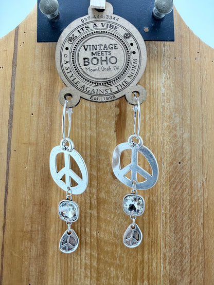 Double Peace bling Earrings FINAL SALE