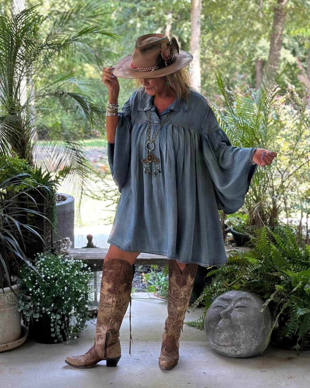 Pleated Together Tunic -Chambray
