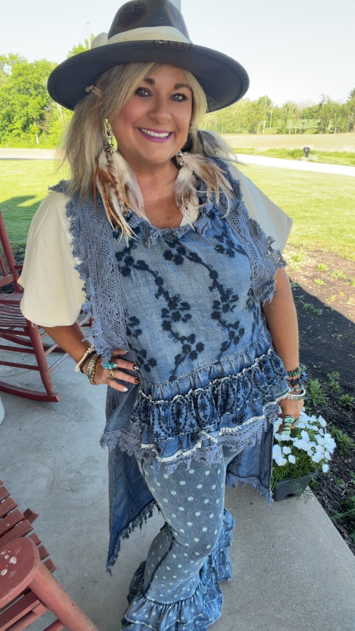 Ruffle Up Hi-Lo Top - Chambray