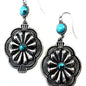 Flower Concho Dangle W/Turq Earrings FINAL SALE
