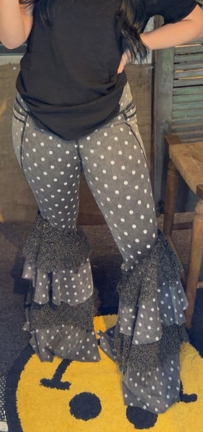 Black Polka Dot Ruffle Leggings