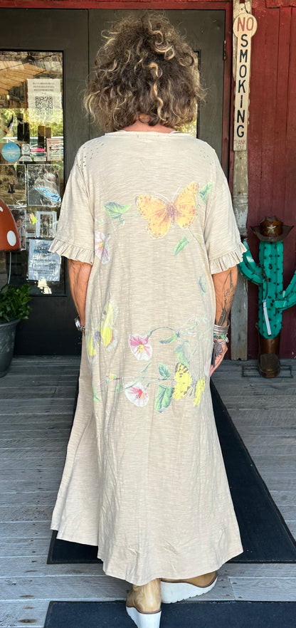 Butterfly Print  Ruffle Dress