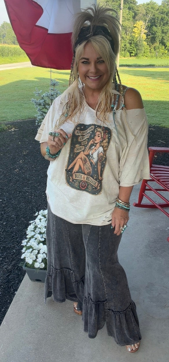 Boho Pants - Mineral Washed Skirt Pants