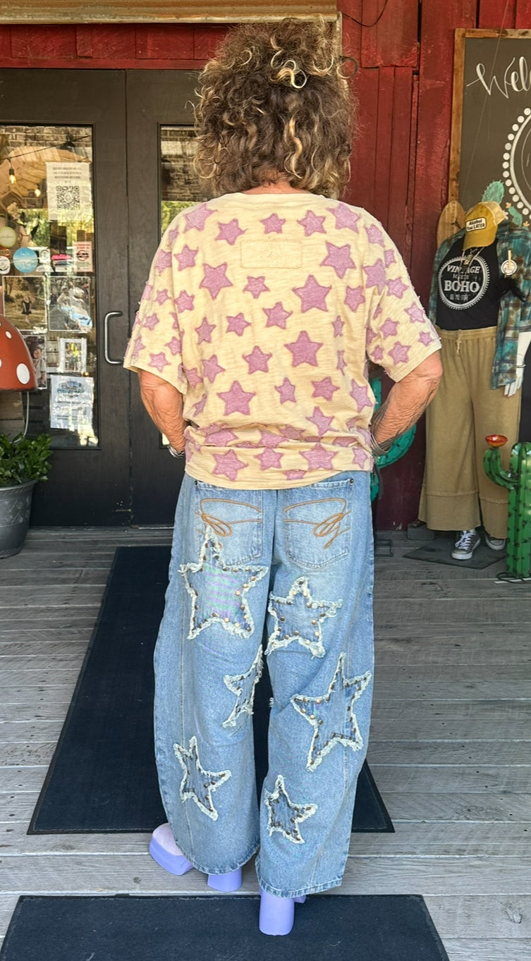 Star Patch Round Neck T-shirt