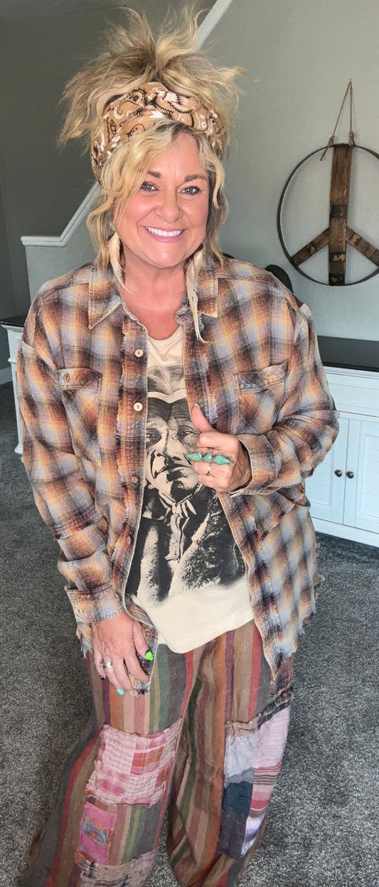 Rusty/Tan Plaid Shirt