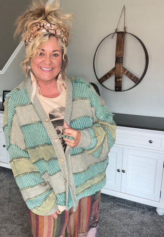 Color Block And Patchwork Cardigan