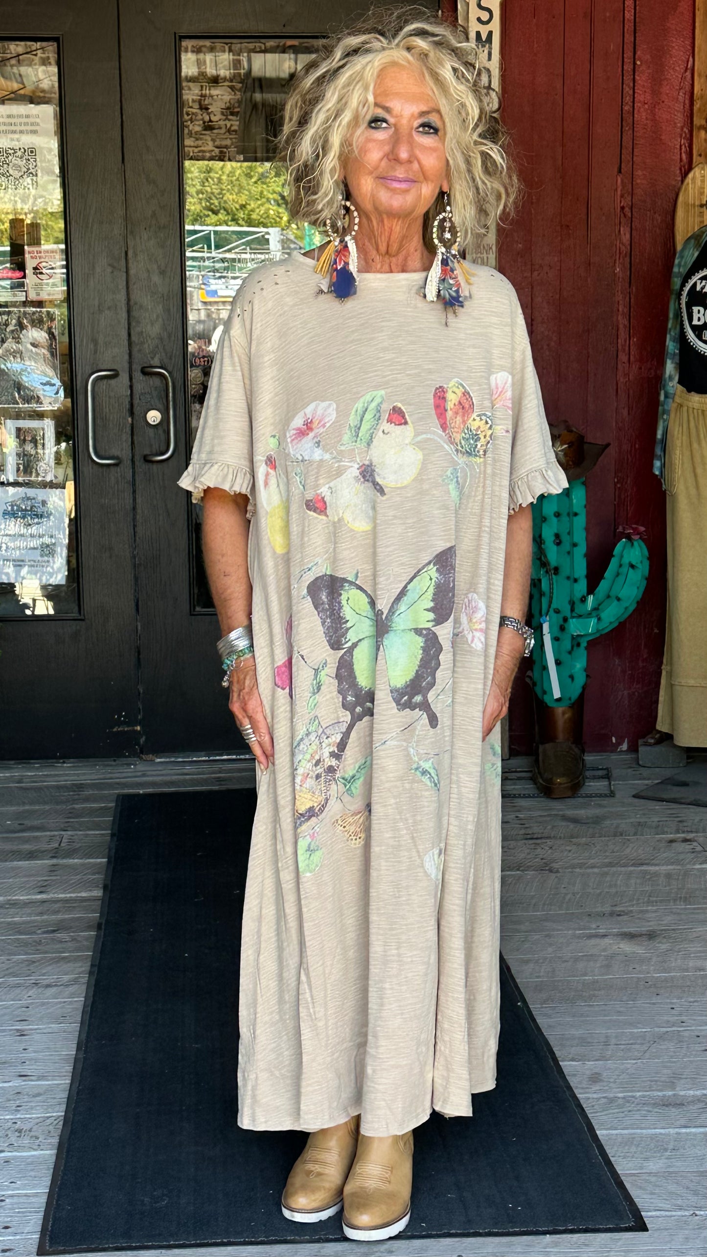 Butterfly Print  Ruffle Dress