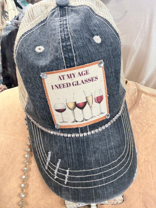 At my age I Need Glasses-Bling ball cap