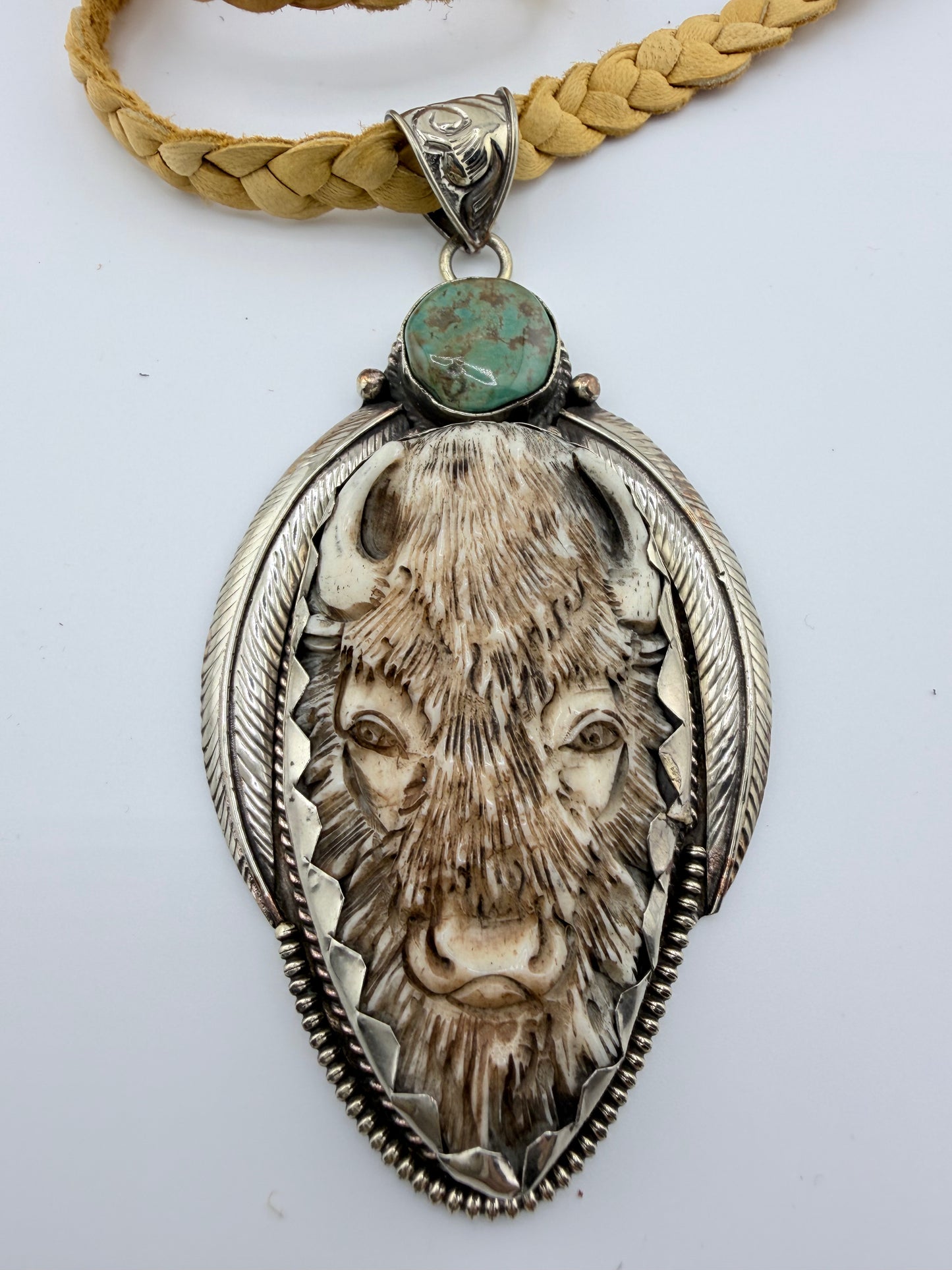 White Buffalo /Turq Pendant