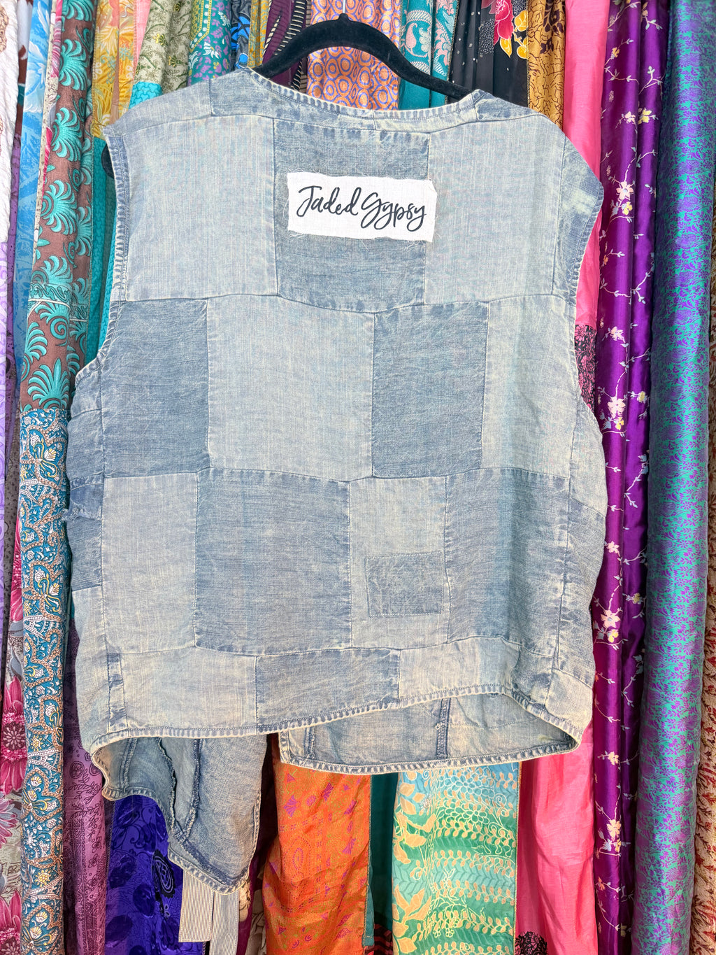 Patchwork Skies Wrap Top - Chambray