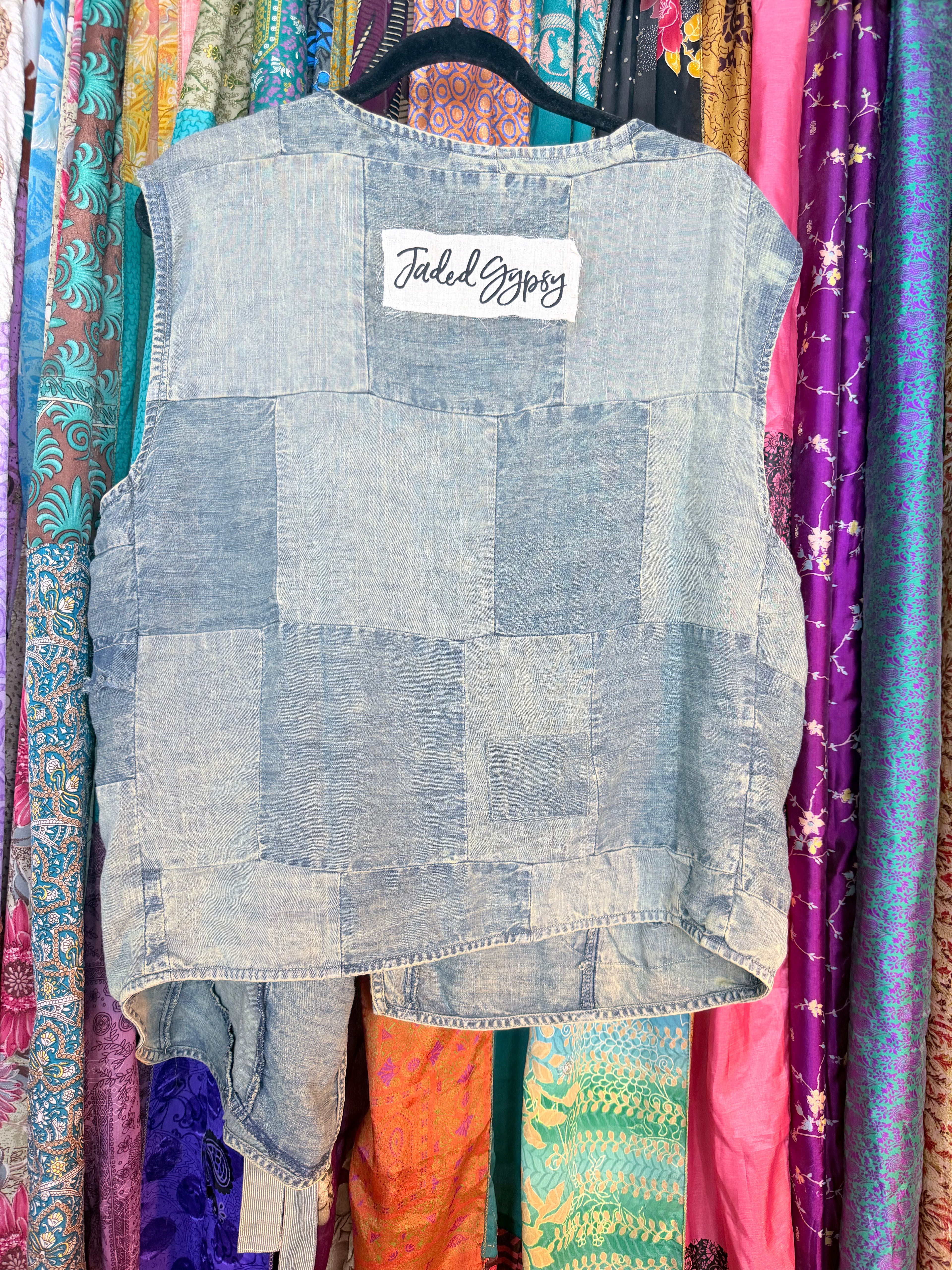 Patchwork Skies Wrap Top - Chambray