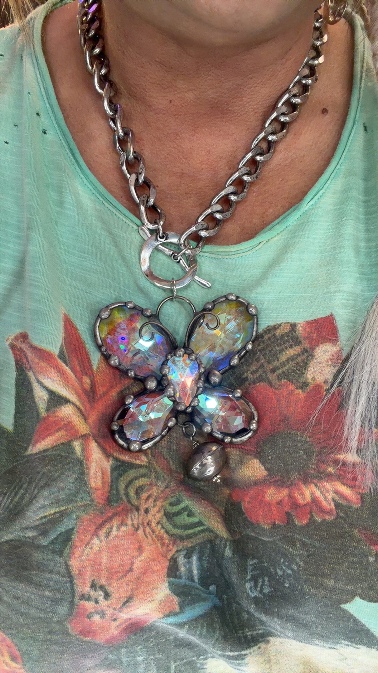 Chunky Crystal Butterfly Necklace FINALSALE