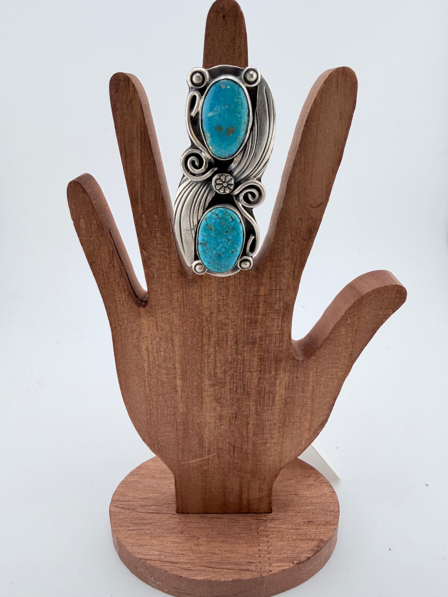 Two Stone  Ornate Ring Sterling Silver