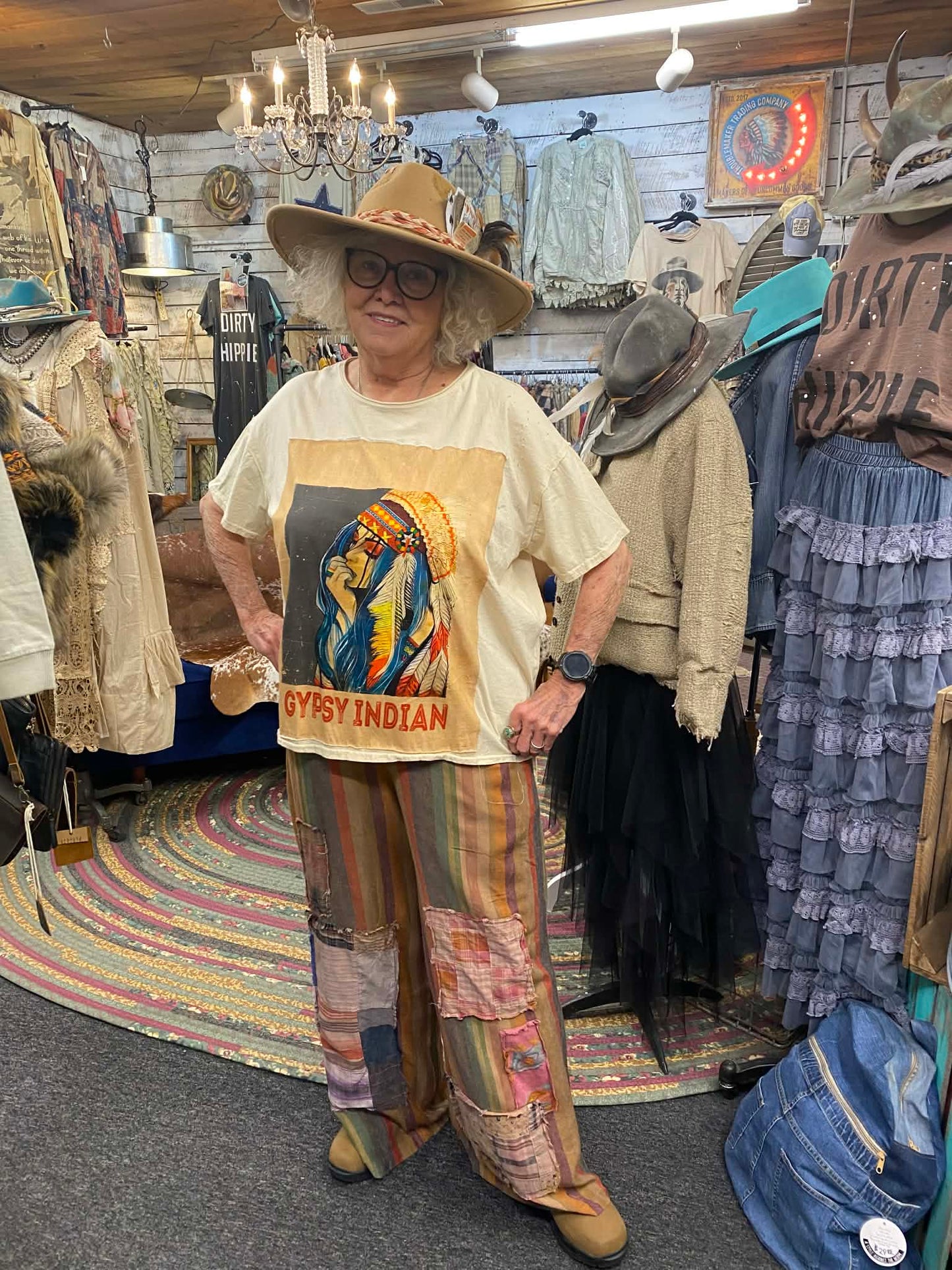 Tee w/ Gypsy Indian Oversized Patchwork