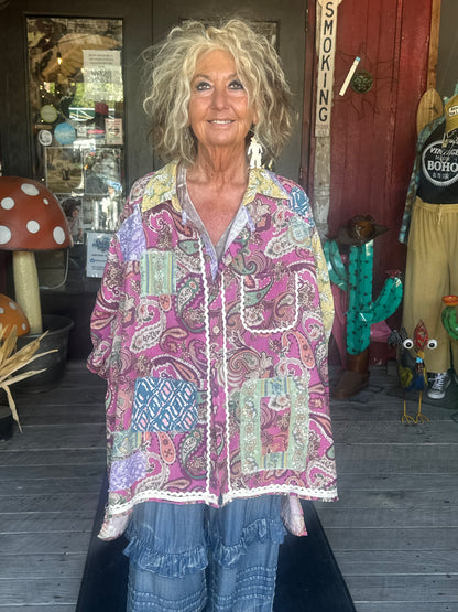 Patchwork Button Up top