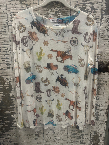 Long Sleeved Mesh Top - Wild West