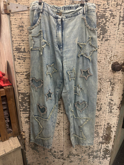 Stars & Hearts Bling Sparkle Jeans