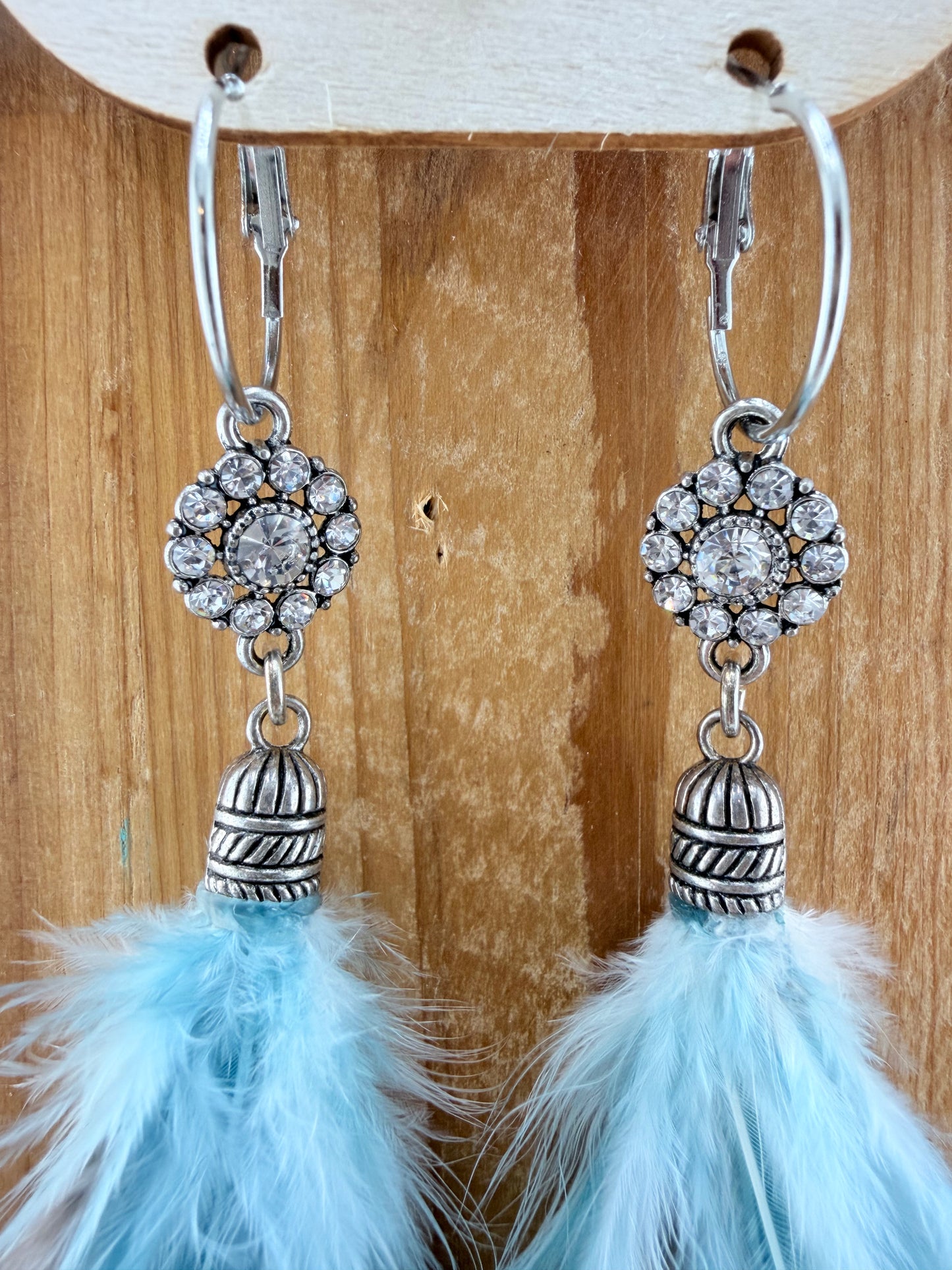 Blue Crystal Feather Earring FINAL SALE