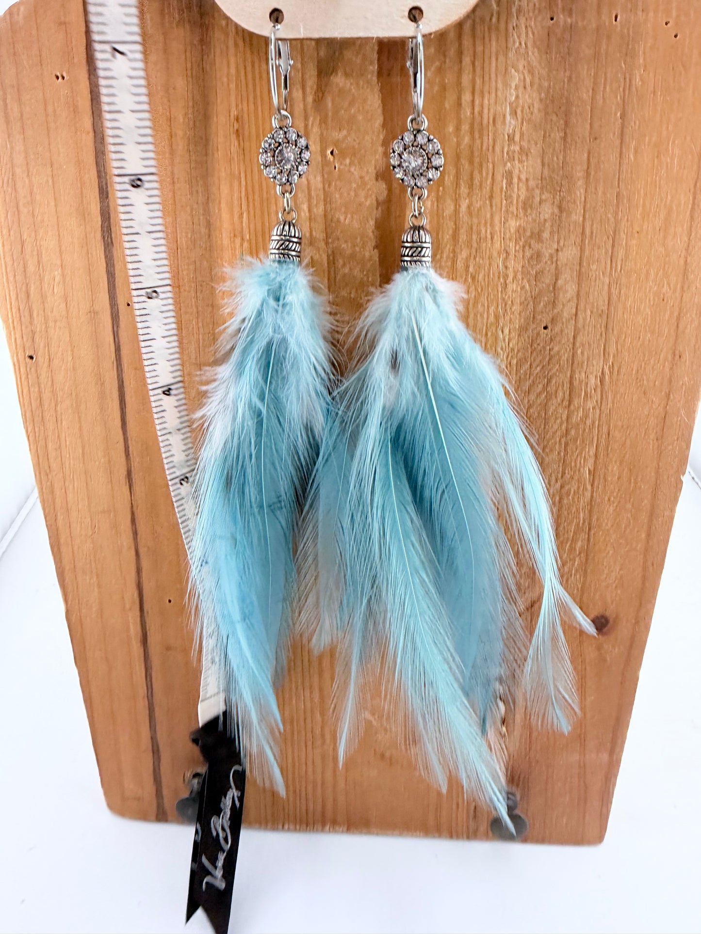 Blue Crystal Feather Earring FINAL SALE