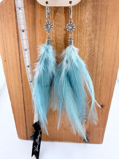 Blue Crystal Feather Earring FINAL SALE