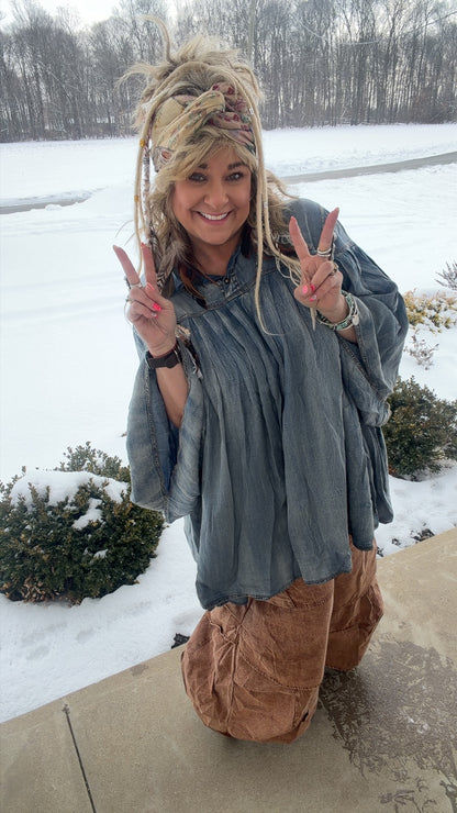 Pleated Together Tunic -Chambray