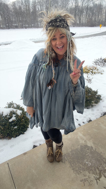 Pleated Together Tunic -Chambray