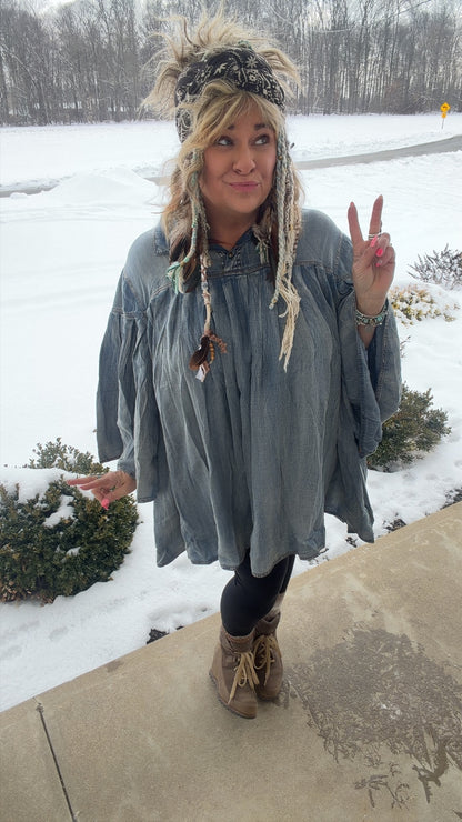 Pleated Together Tunic -Chambray